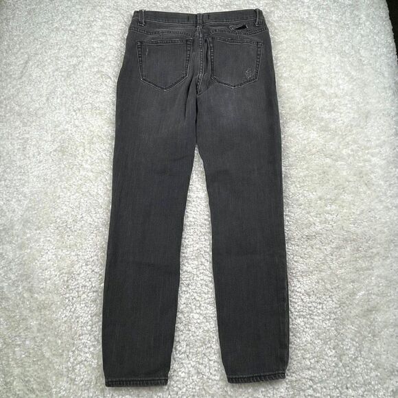 Free People Fishnet Patch Skinny Jean Button Fly Washed Out Black - Picture 3 of 15